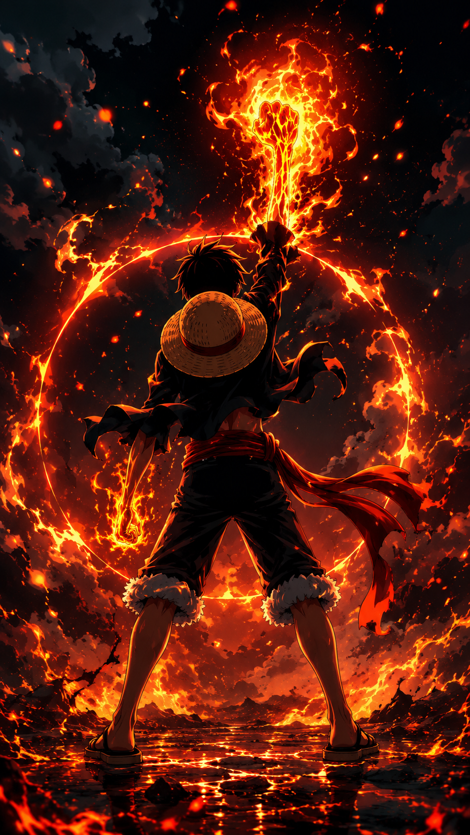 Rise of the Fire King - Luffy 4K Anime Mobile Wallpaper