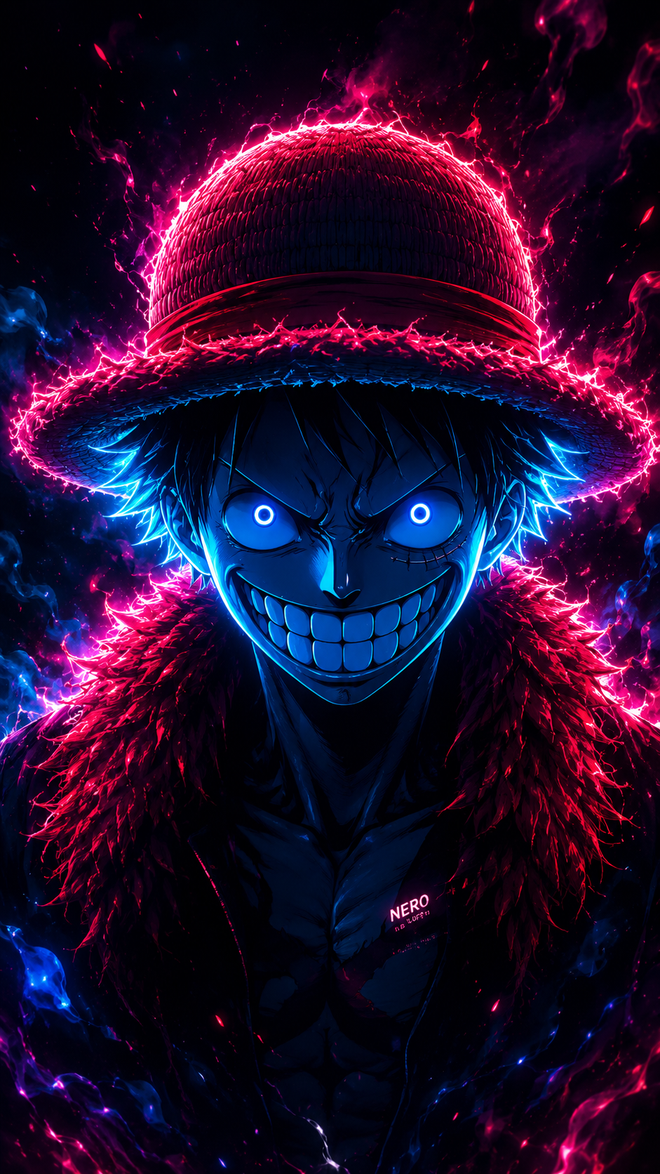 Neon Anime Smile Wallpaper 4K | Dark Electric Aura | 9:16 HD Phone Background